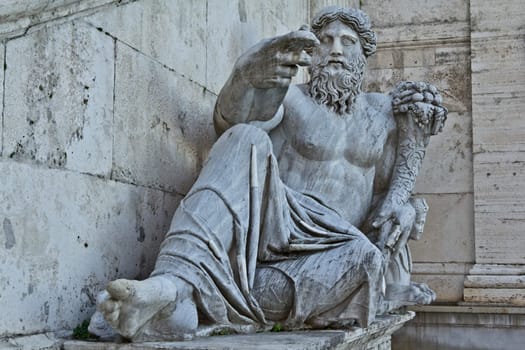 Statues at a Piazza in Rome Italy