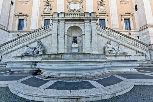 Statues at a Piazza in Rome Italy