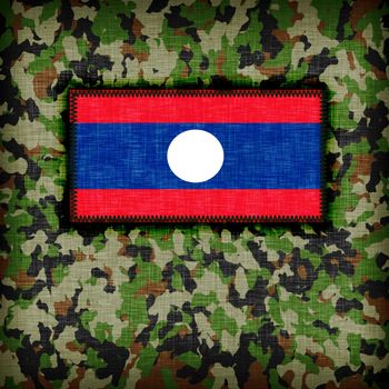 Amy camouflage uniform with flag on it, Laos