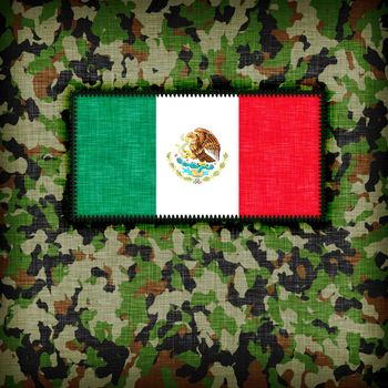Amy camouflage uniform with flag on it, Mexico