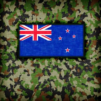 Amy camouflage uniform with flag on it, New Zealand