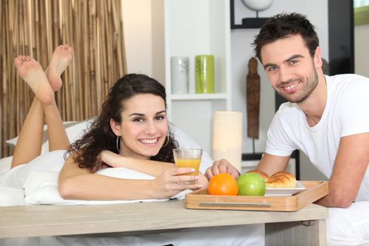 Having breakfast in bed