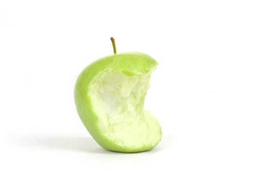 Green bitten apple isolated on white background