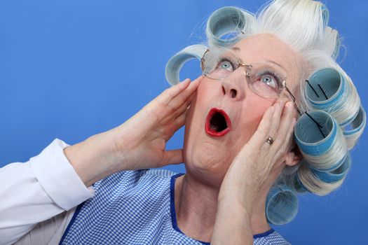 Elderly woman in shock