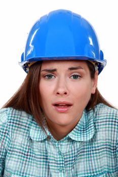 Tired female builder