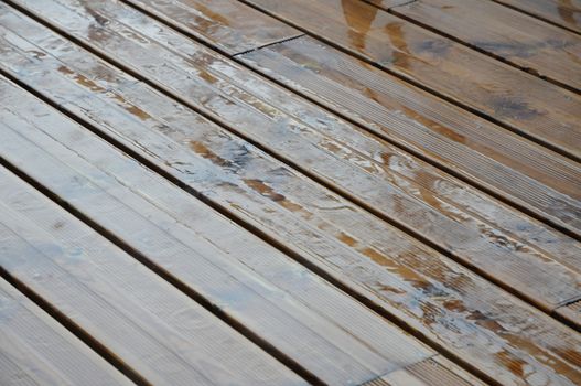 Very Wet Wood Plank of a Terrace