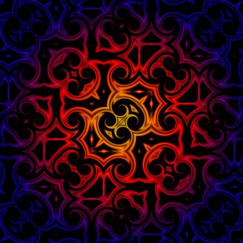 vintage abstract background, oriental ornament kaleidoscope, blue red yellow gradient