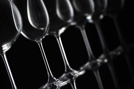 wine glass on black background 