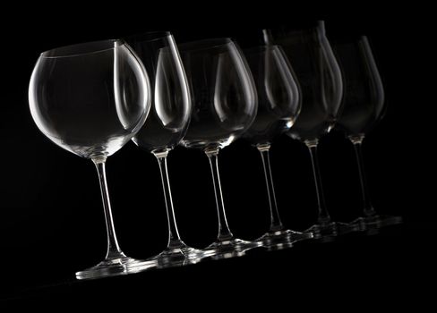 wine glass on black background 