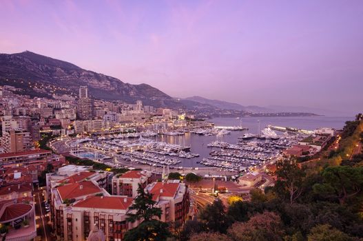 sunset at Monte Carlo port, Monaco