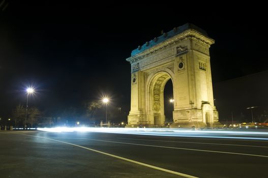 Arch of Triumph in Bucharest - Romania night scene