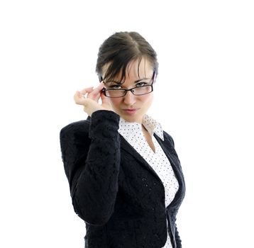 Business woman with spectacles isolated on white