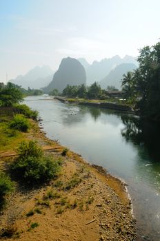River Song landscape in Vang Vieng, Loas.