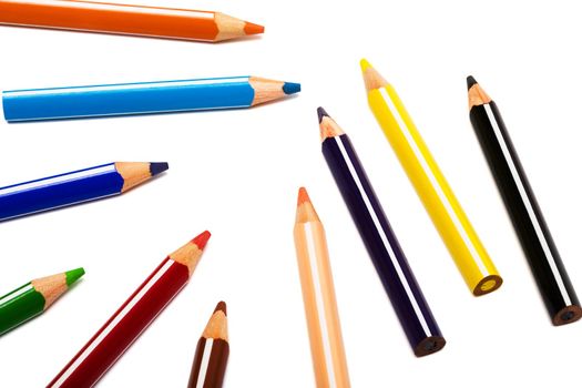 Beautiful color pencils on a white background