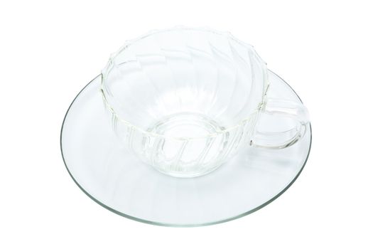 Beautiful glass cup on a white background