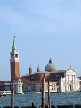 Venice - basilica of San Giorgio Maggiore. San Giorgio Maggiore is a basilica in Venice, Italy designed by Andrea Palladio and located on the island of San Giorgio Maggiore.