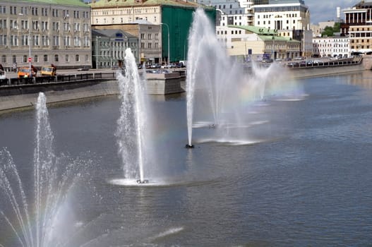 Fountains in obvodnii chanel, Moscow, Russia
