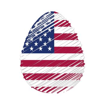 easter egg with American flag, striped drawing, holiday concept