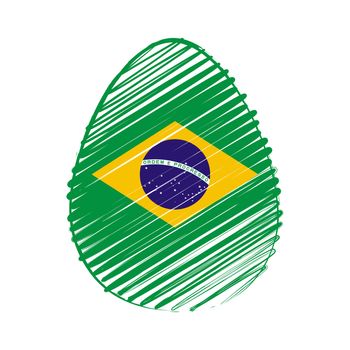 easter egg with Brazilian flag, striped drawing, holiday concept