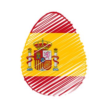 easter egg with Spanish flag, striped drawing, holiday concept