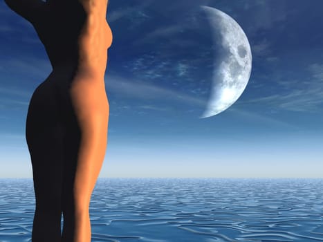women and moon