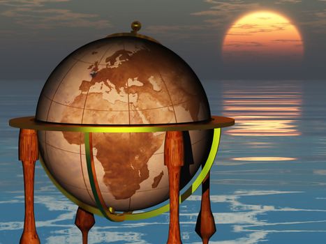 globe and sun