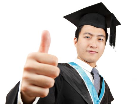 graduate student with thumb up