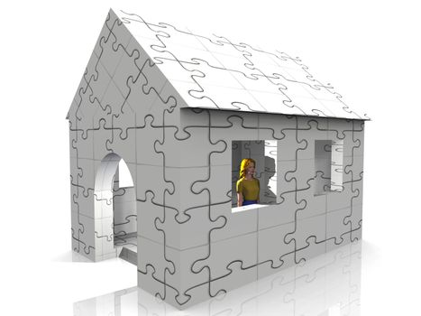 Folding of house with furniture