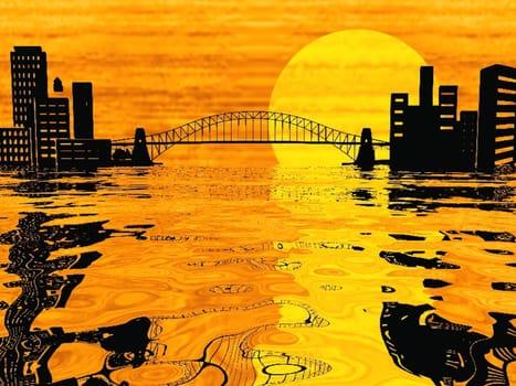 the bridge and its reflection