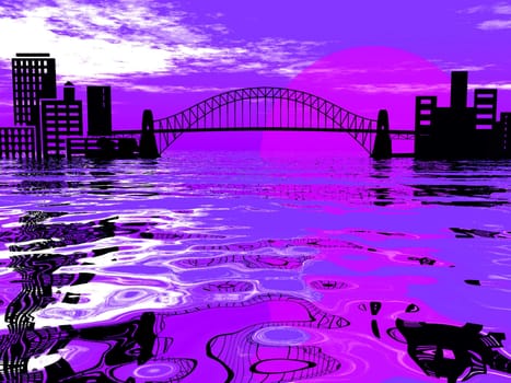 the city and the bridge and its reflection