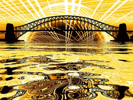 the bridge and its reflection