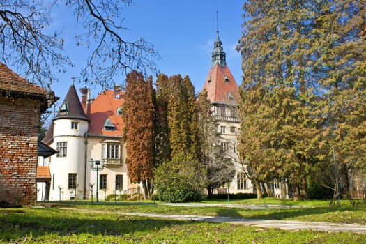 Castle Donji Miholjac in green nature, Slavonia, Croatia