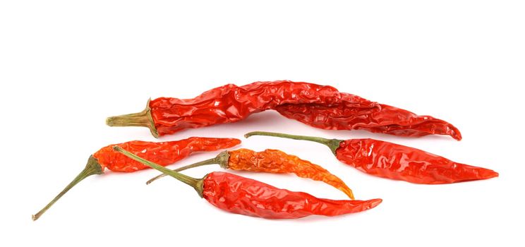dried chili pepper isolated on white