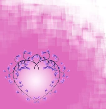 Background with flowers hearts for Valentine's Day and wedding