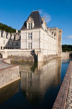 Chateau de Villandry and its famous gardens. Vertical view