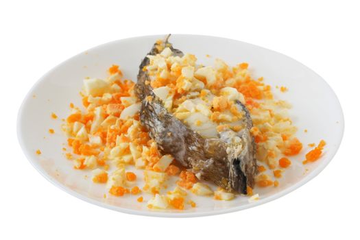 boiled fish with cut egg