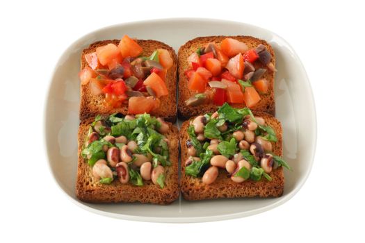 toasts with beans and tomato