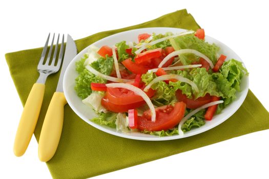 vegetable salad on the white plate