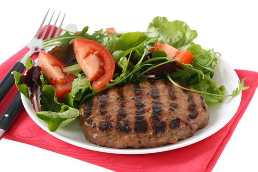 grilled hamburger with salad