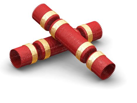 3D render of Christmas crackers