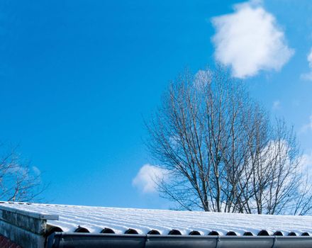 Winter time - Snow on rooftops wth copyspace