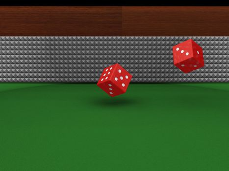 3D render of rolling dice 