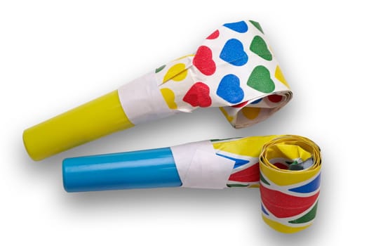 Noisemakers - party blowers with clipping path