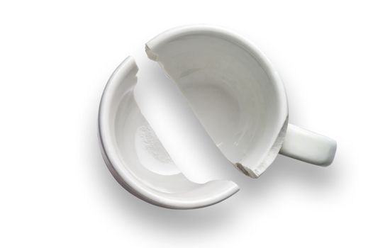 Broken coffee cup with clipping path