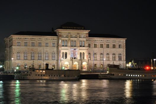 The nationalmuseum in Stockholm during night.