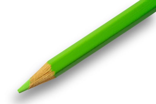 Green pencil with clipping path
