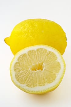 Isolated lemon and a half with clipping path