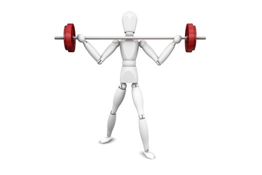 3D render of someone lifting weights