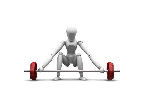 3D render of a man weight lifting on a white background