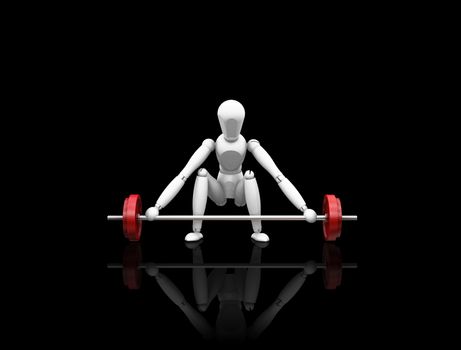 3D render of a man lifting weights